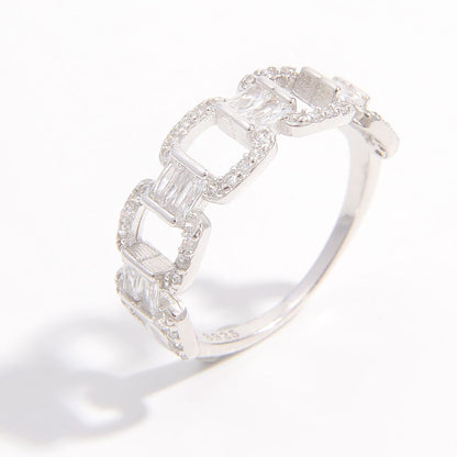 925 Sterling Silver Zircon Cutout Ring -  LOOCK MAKET