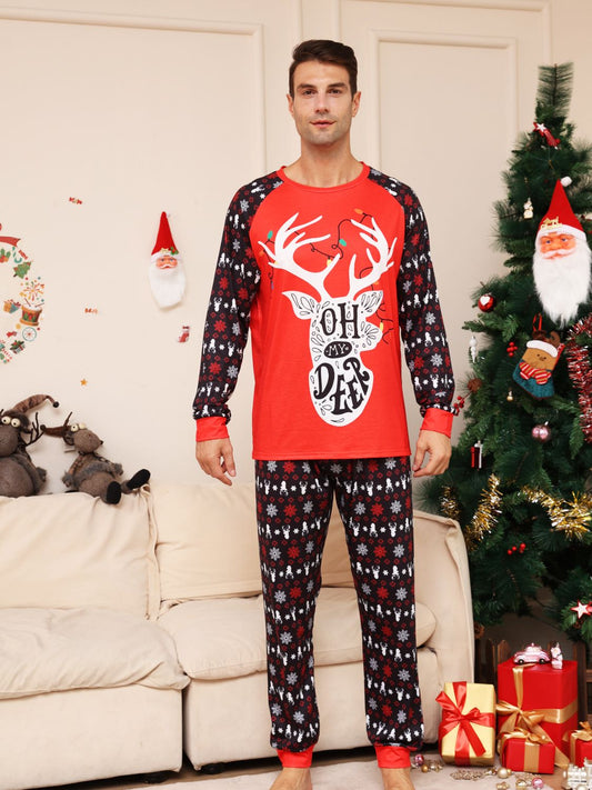 Full Size Reindeer Graphic Top and Pants Set -  LOOCK MAKET