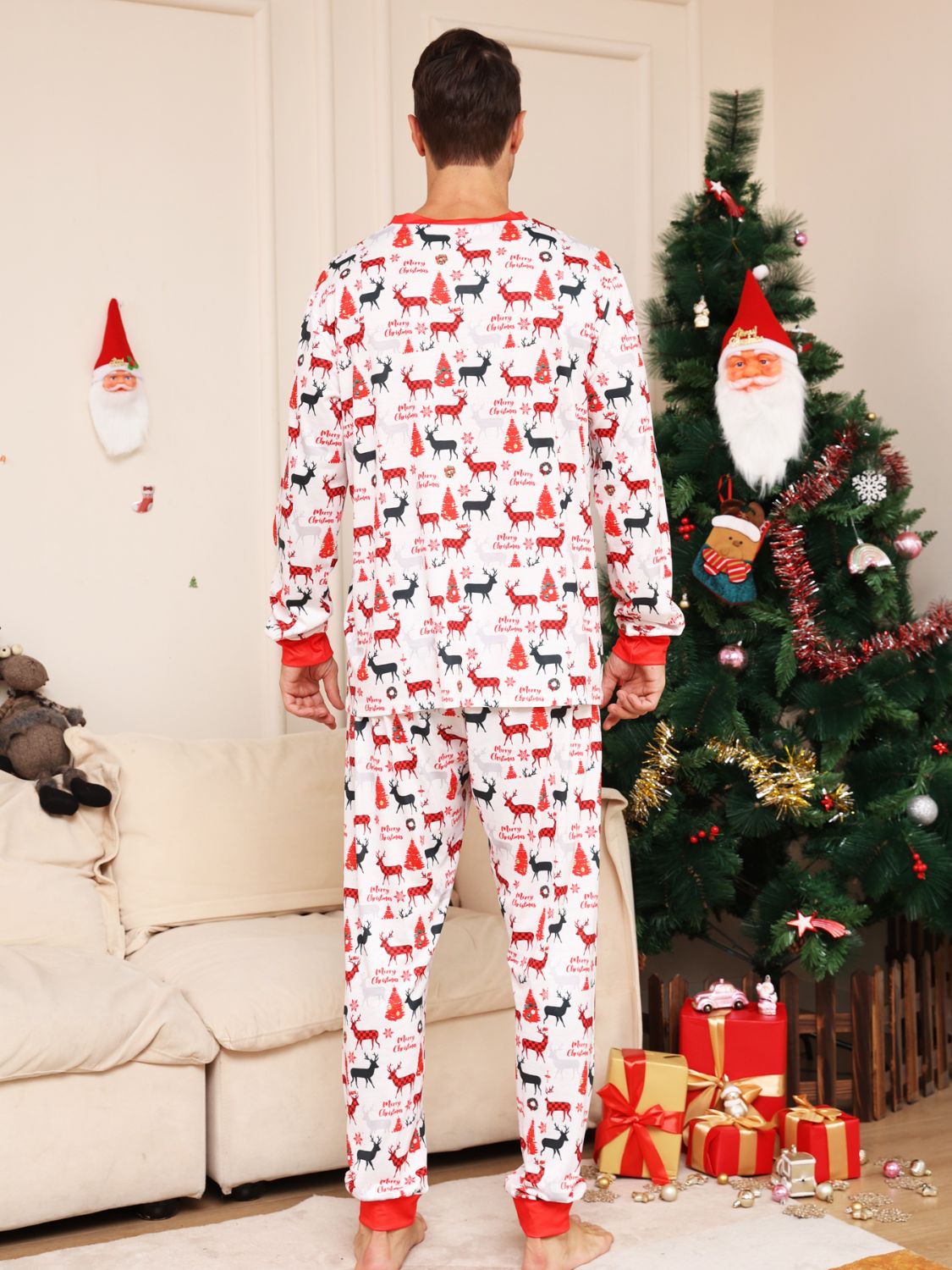 Full Size Reindeer Print Top and Pants Set -  LOOCK MAKET