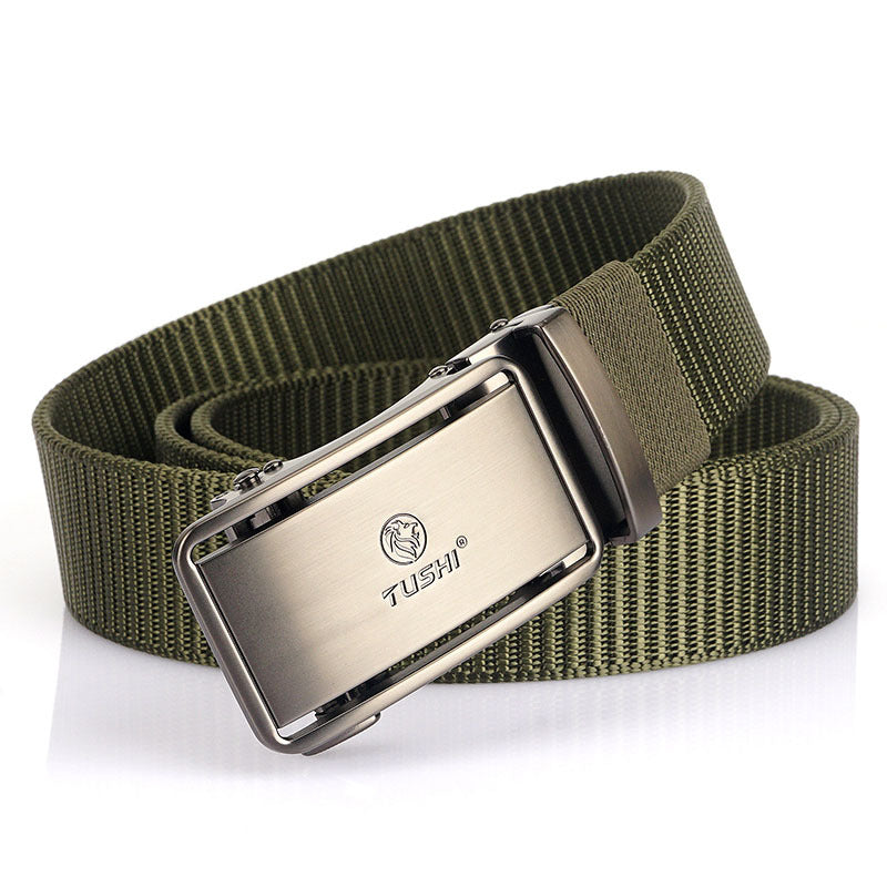 New Men's Automatic Buckle Nylon Canvas Belt Casual Canvas Outdoor Braided Belt