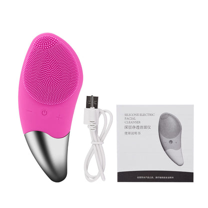 Mini Electric Facial Cleansing Brush Silicone Sonic Face Cleaner Deep Pore Cleaning Skin Massager Face Cleansing Brush Device