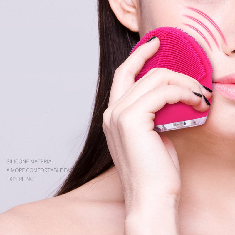 Electric Facial Cleansing Brush Silicone Sonic Vibration Mini Cleaner Deep Pore Cleaning Skin Massage Face Brush Cleansing