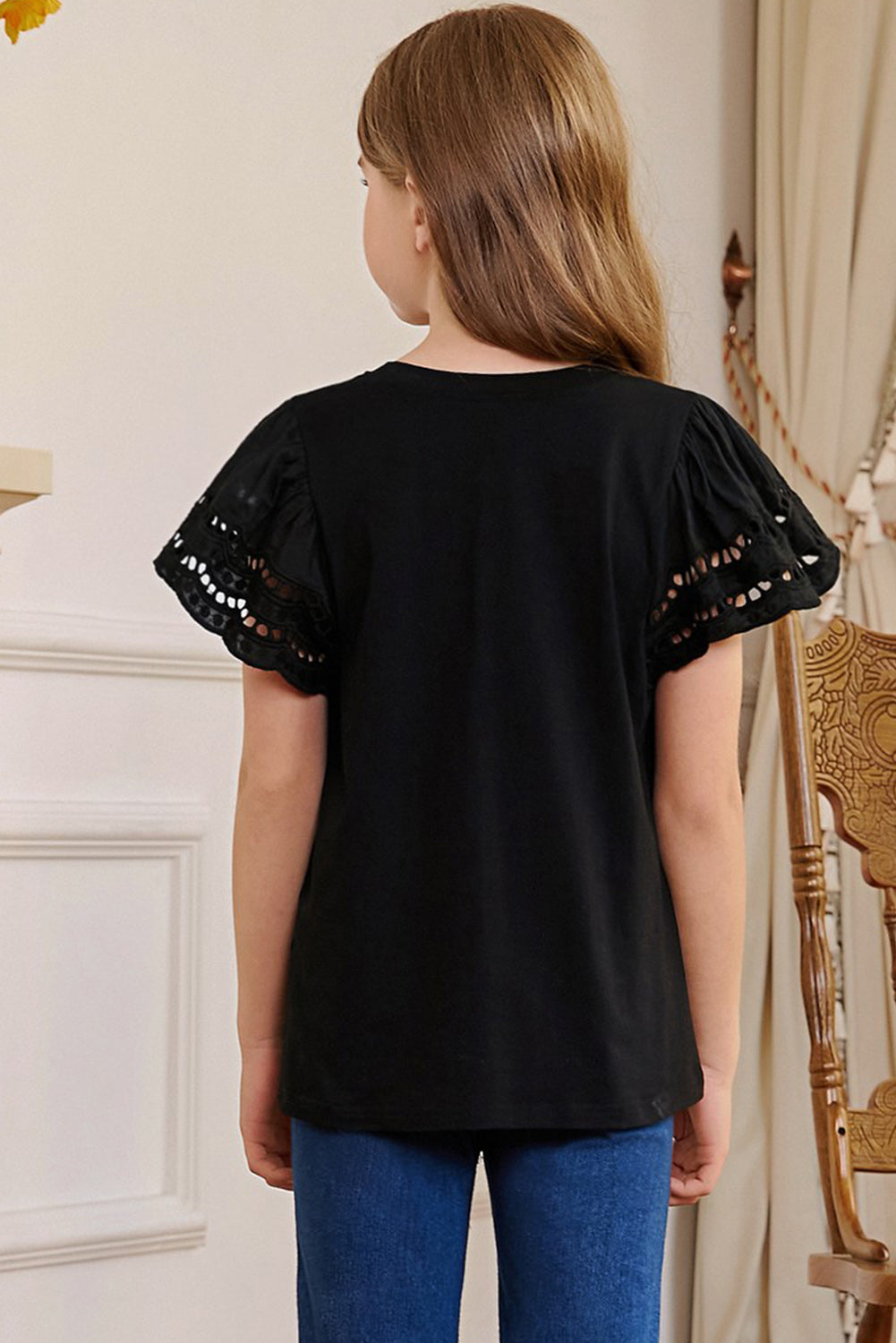 Round Neck Flutter Sleeve T-Shirt -  LOOCK MAKET