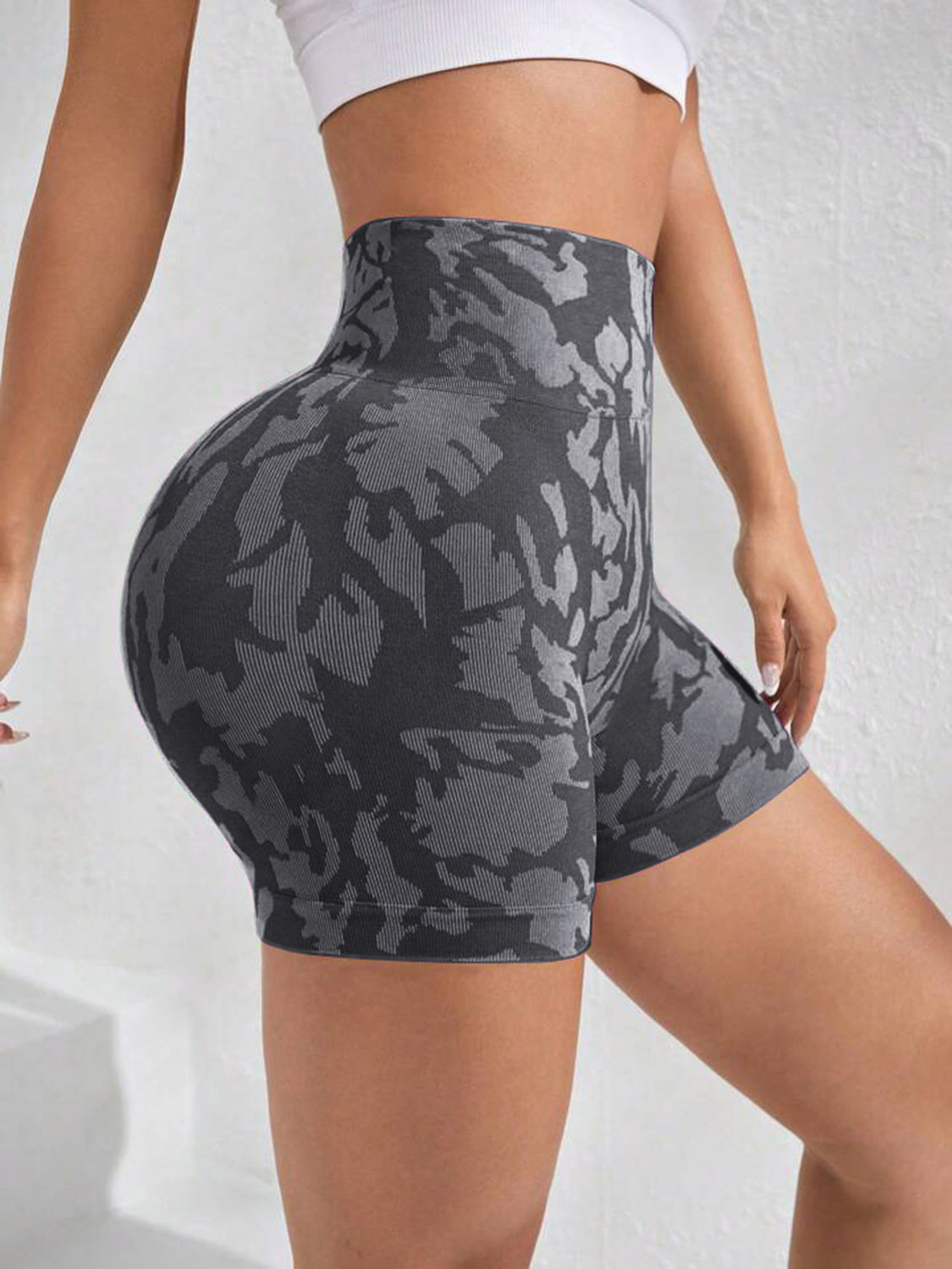 Printed High Waist Active Shorts -  LOOCK MAKET