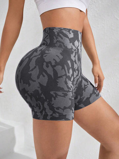 Printed High Waist Active Shorts -  LOOCK MAKET