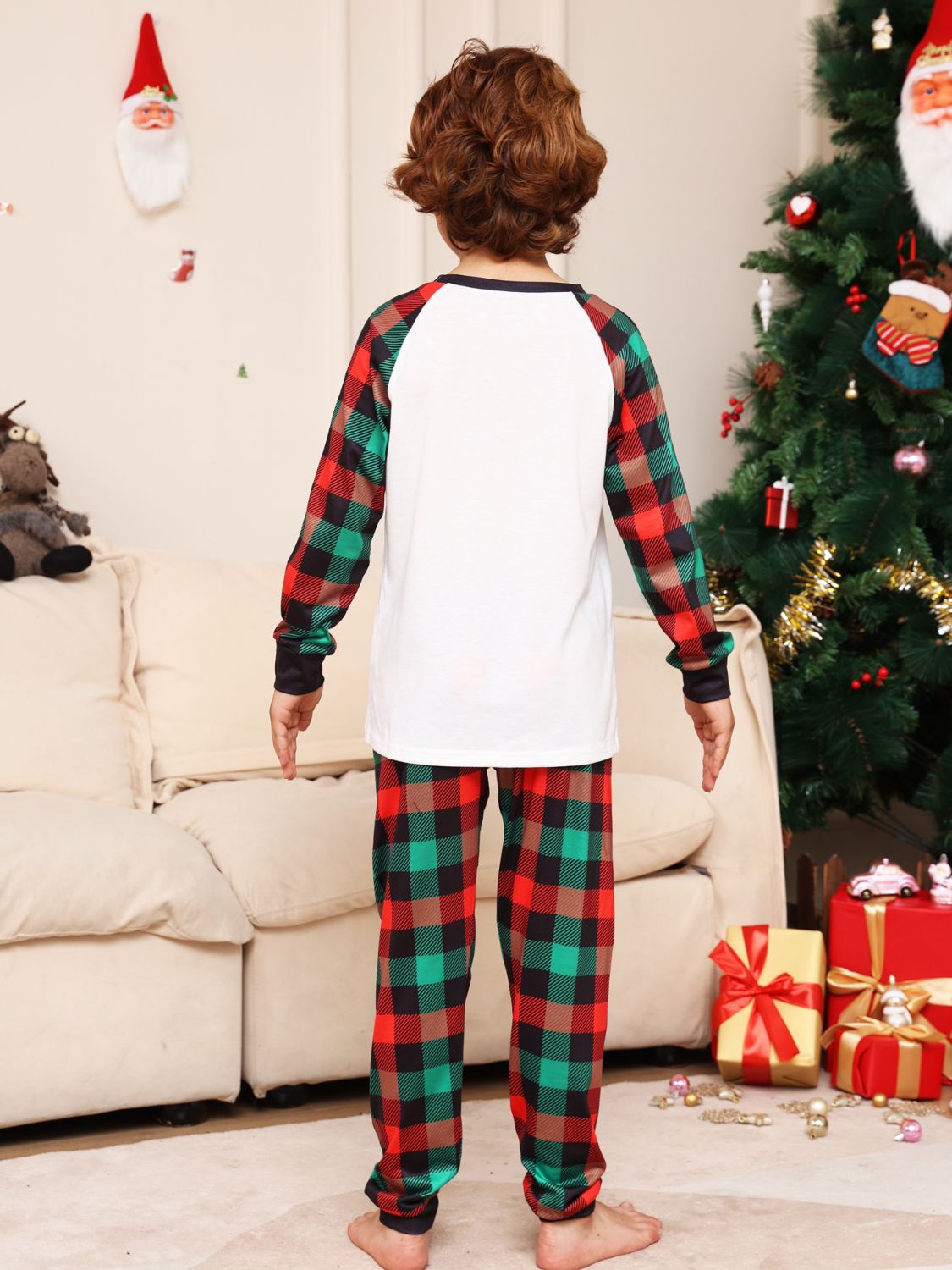 Reindeer Graphic Top and Plaid Pants Set -  LOOCK MAKET