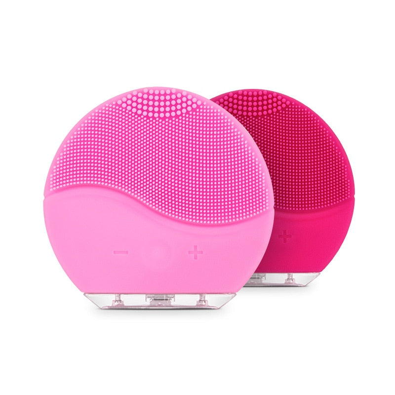 Electric Facial Cleansing Brush Silicone Sonic Vibration Mini Cleaner Deep Pore Cleaning Skin Massage Face Brush Cleansing