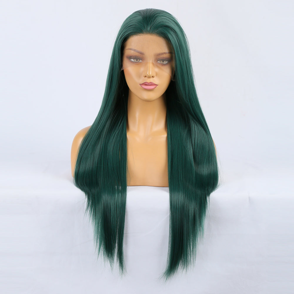 Goddess Wig Natural Realistic Wig Chemical Fiber Front Lace Long Straight Hair Matte High Temperature Silk Wig Headgear