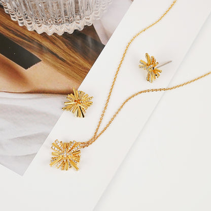 Starburst Gold-Plated Earrings and Necklace Set -  LOOCK MAKET