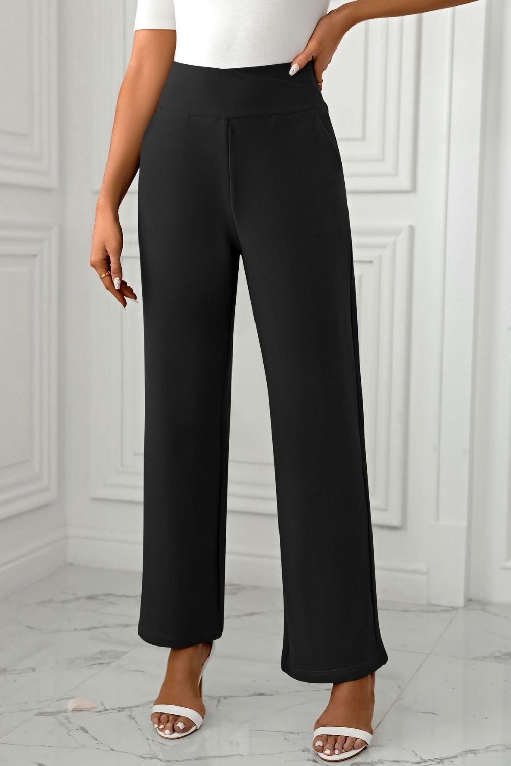 High Waist Pants with Pockets -  LOOCK MAKET