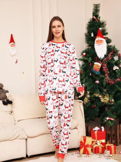 Full Size Reindeer Print Top and Pants Set -  LOOCK MAKET