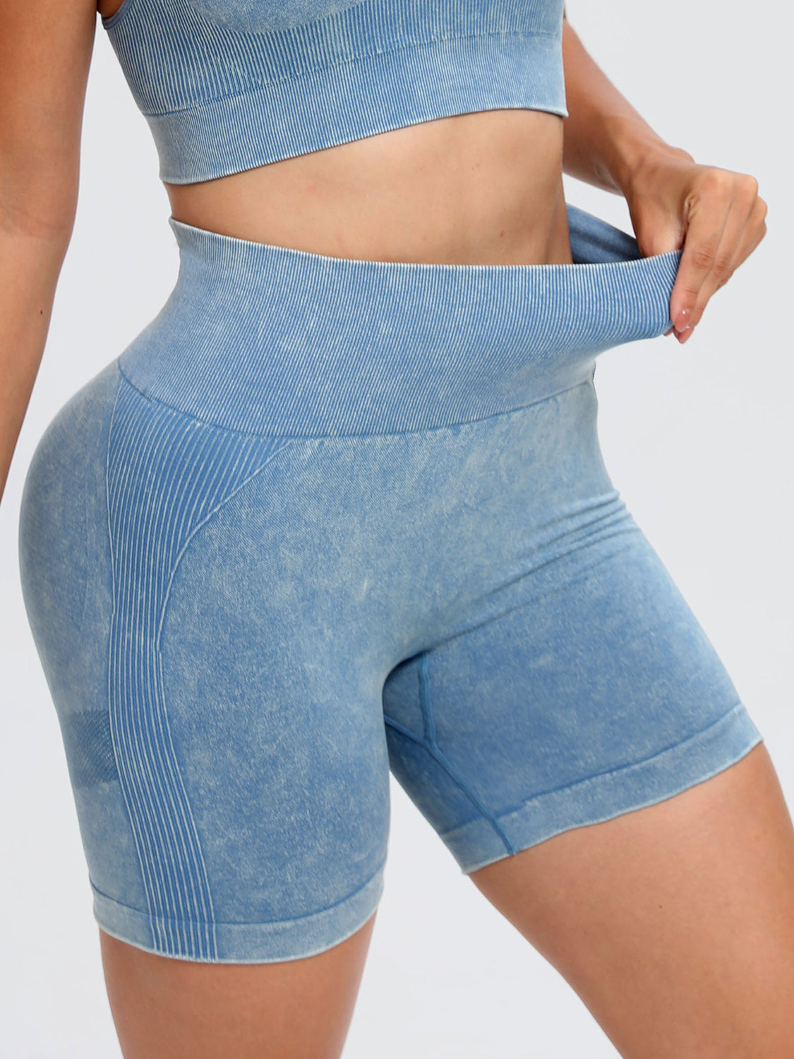 Washed High Waist Active Shorts -  LOOCK MAKET