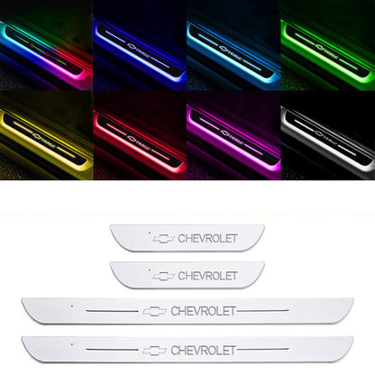 Acrylic Universal Car Led Welcome Pedal Light Led Moving Door Scuff Led Door Sill Scuff Plate car logo  4PCS Set