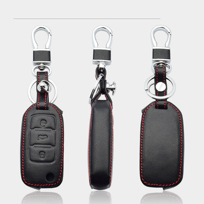 Leather Car Key Case For VW Volkswagen Polo Golf Passat Beetle Caddy T5 Up Eos Tiguan Skoda A5 SEAT Leon Altea Flip Remote Cover