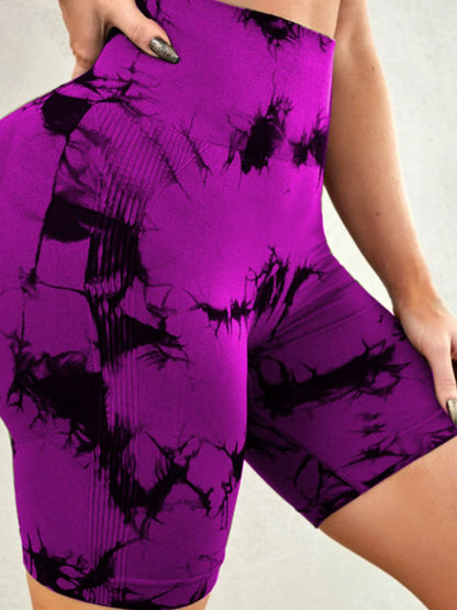 Tie-Dye High Waist Active Shorts -  LOOCK MAKET