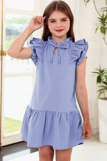 Tie Neck Flutter Sleeve Dress -  LOOCK MAKET