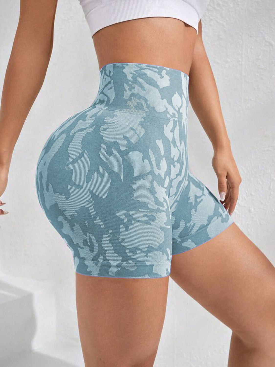 Printed High Waist Active Shorts -  LOOCK MAKET