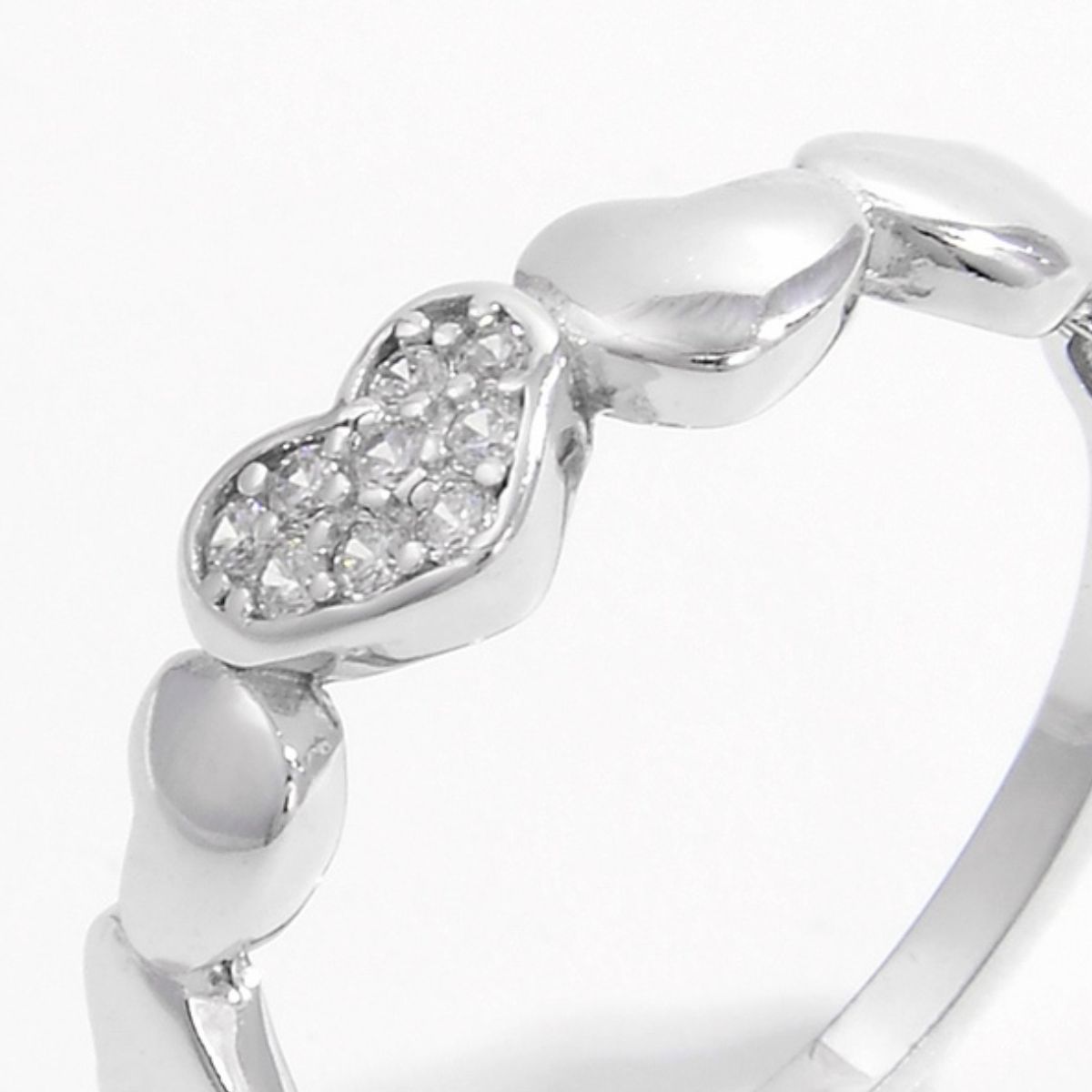 925 Sterling Silver Inlaid Zircon Heart Ring -  LOOCK MAKET