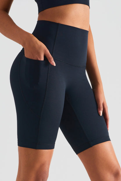 Pocketed High Waist Active Shorts -  LOOCK MAKET