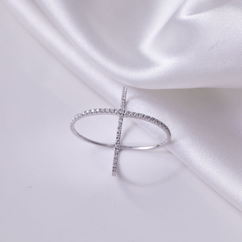 925 Sterling Silver Moissanite Crisscross Ring -  LOOCK MAKET