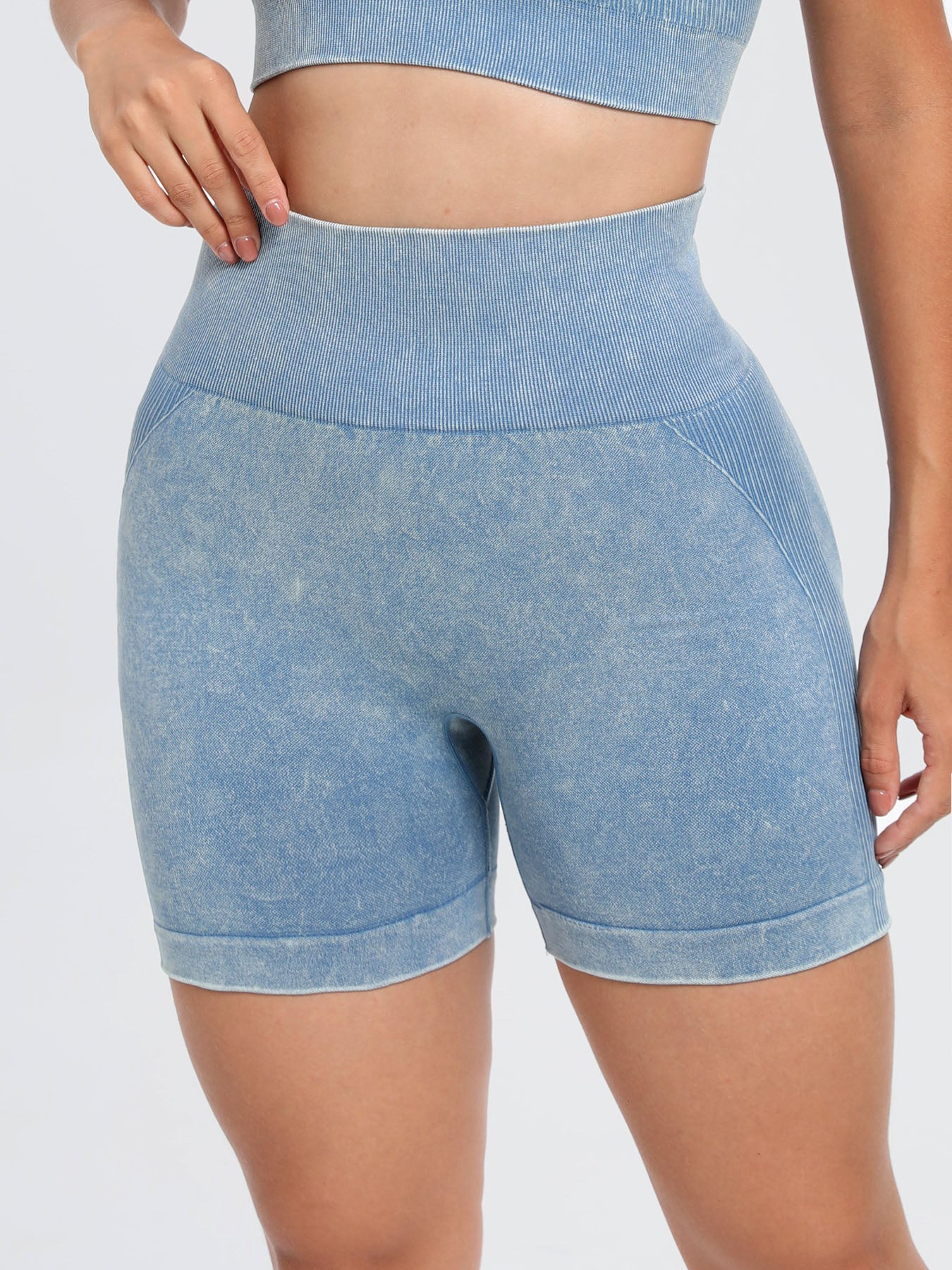 Washed High Waist Active Shorts -  LOOCK MAKET