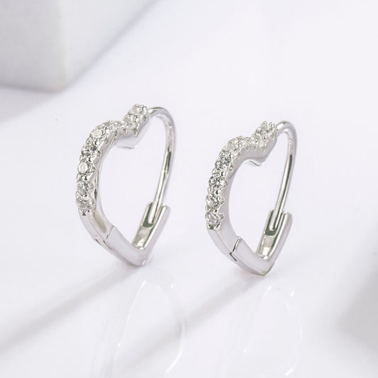 925 Serling Silver Zircon Heart Shape Earrings -  LOOCK MAKET