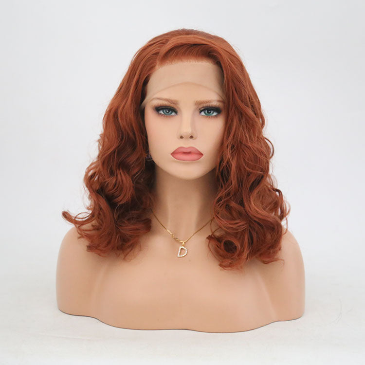 New European and American Ladies 350# Front Lace Bobo Short Curly Lanting Wig Headgear