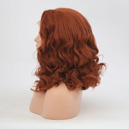 New European and American Ladies 350# Front Lace Bobo Short Curly Lanting Wig Headgear