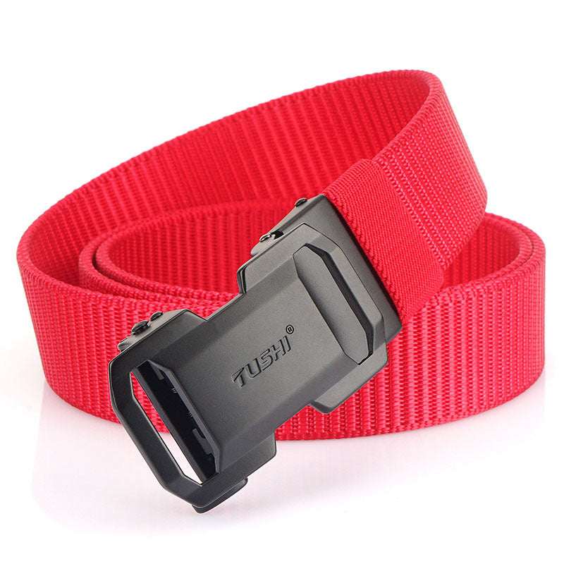 New Men's Casual Versatile Automatic Buckle Nylon Belt Outdoor Training Tooling Belt Pants