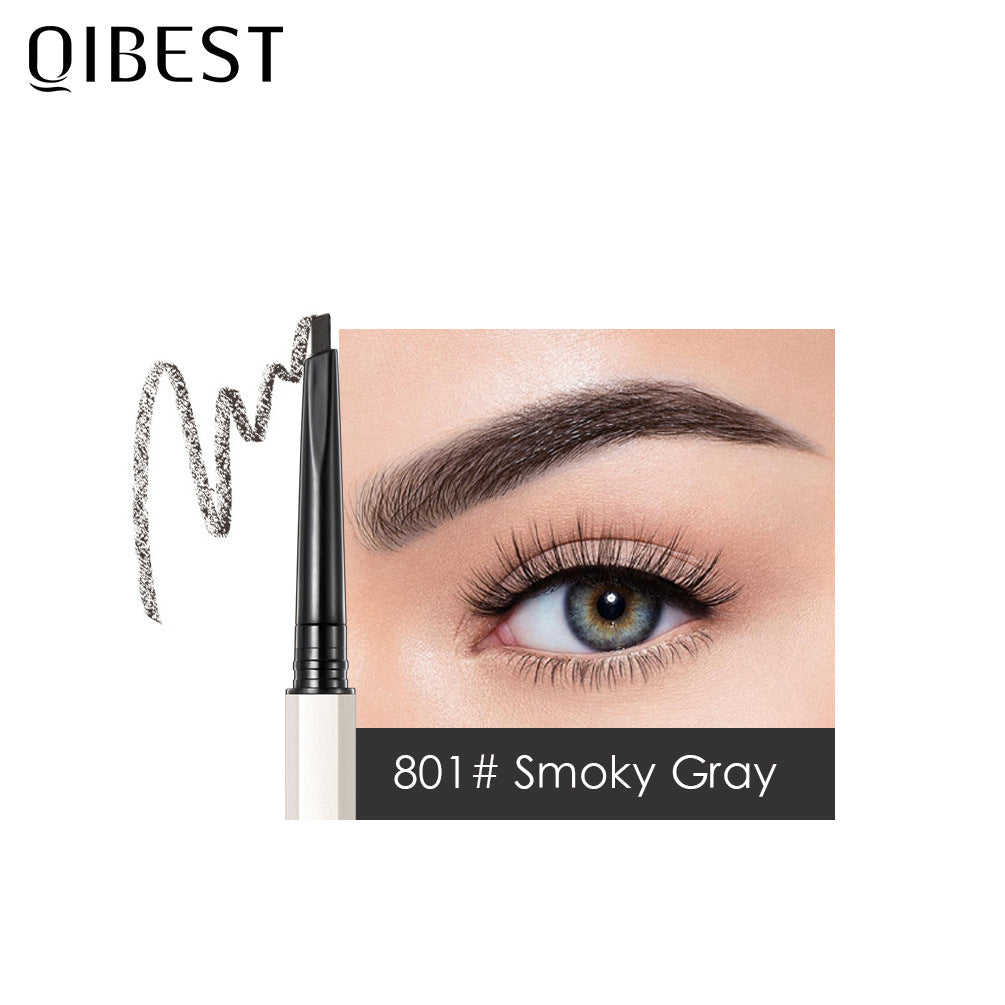 QIBEST Double End Ultra Fine Eyebrow Pencil Triangular Eyebrow Pencil Waterproof Sweat-Proof Natural Eyebrow Cream Not Easy To Take Off Makeup