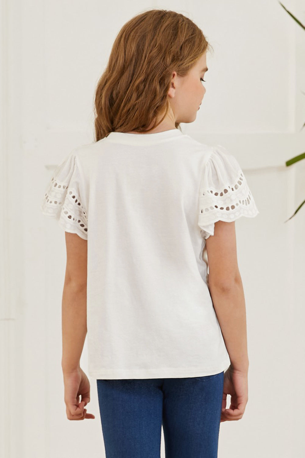 Round Neck Flutter Sleeve T-Shirt -  LOOCK MAKET