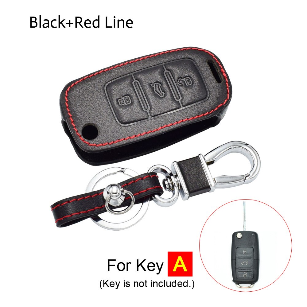 Leather Car Key Case For VW Volkswagen Polo Golf Passat Beetle Caddy T5 Up Eos Tiguan Skoda A5 SEAT Leon Altea Flip Remote Cover