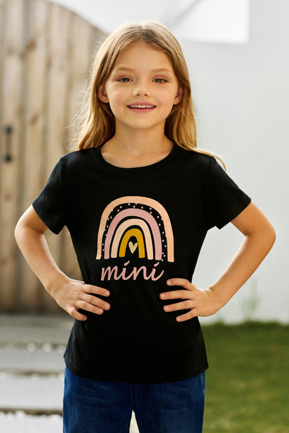 Girls Graphic Round Neck Tee Shirt -  LOOCK MAKET