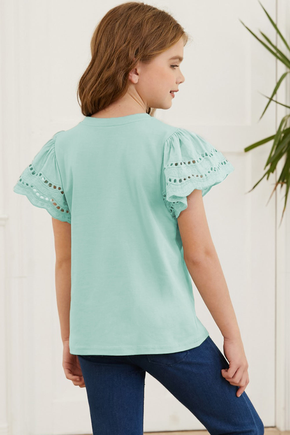 Round Neck Flutter Sleeve T-Shirt -  LOOCK MAKET