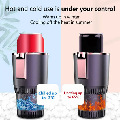 2 In1 Car Heating Cooling Cup 12V Smart Car Cup Holder Digital Temperature Display Drink Cup Warmer Cooler Mini Car Refrigerator