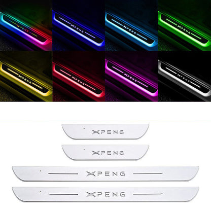 Acrylic Universal Car Led Welcome Pedal Light Led Moving Door Scuff Led Door Sill Scuff Plate car logo  4PCS Set