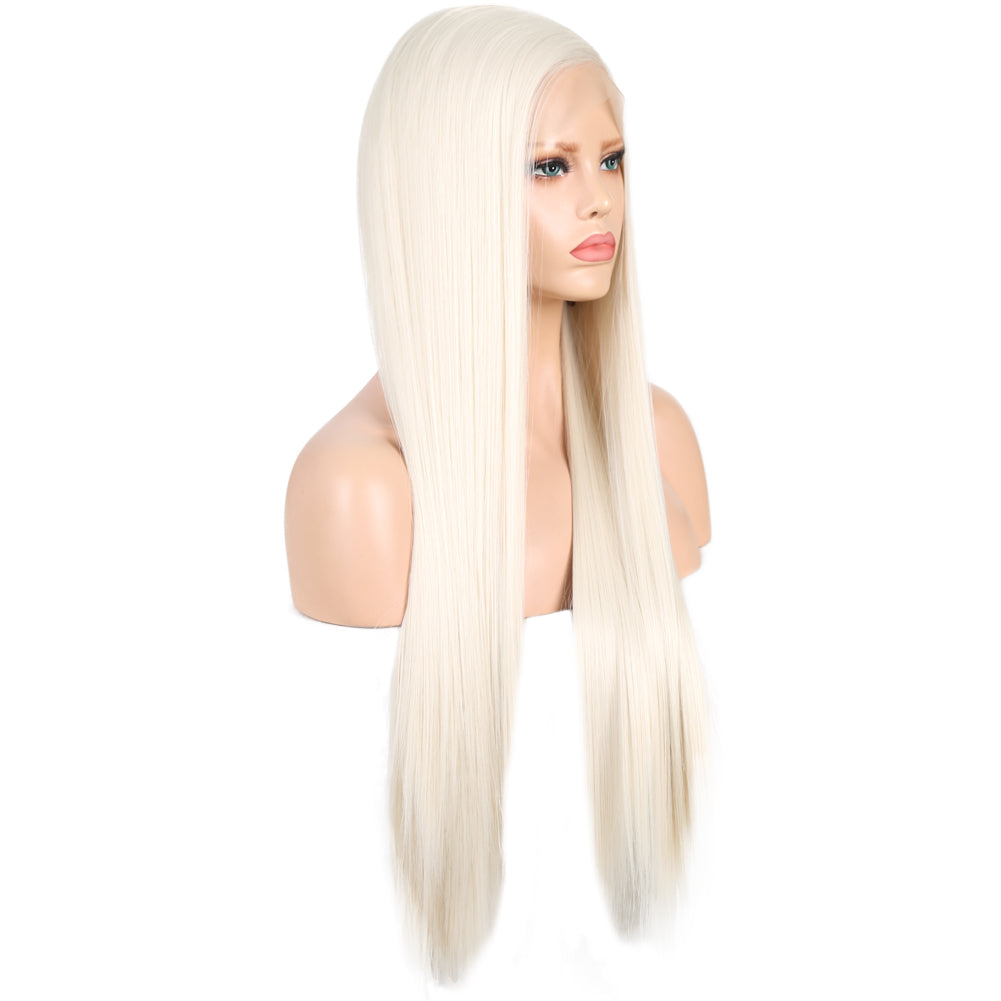 13*2. 60# Chemical Fiber Front Lace Wig Headgear Long Straight Hair Natural Hairline Wig