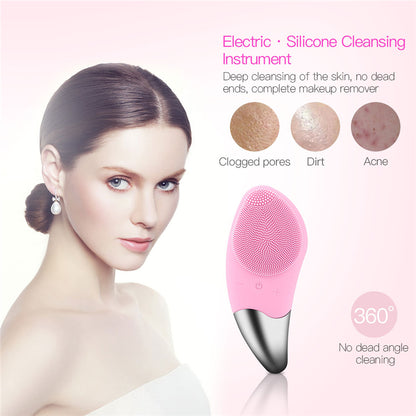 Mini Electric Facial Cleansing Brush Silicone Sonic Face Cleaner Deep Pore Cleaning Skin Massager Face Cleansing Brush Device