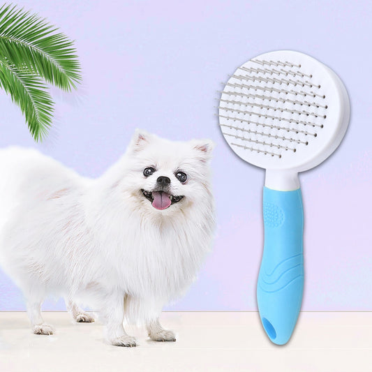 One Button Pet Hair Stainless Steel Comb Shedding Needle Cat Dog Hair Removal Brush Trimmer Automatic Cleaning Grooming Tools