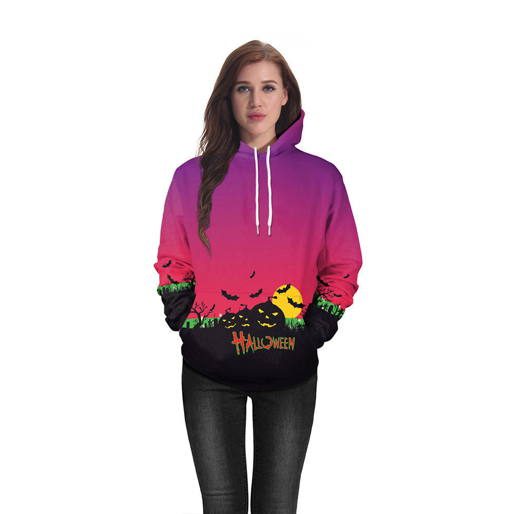 Autumn Halloween Pumkins Lantern Sweatshirt Womens Clothing Funnky Digital Print Pumpkins Oversized Hoodies Party Tops