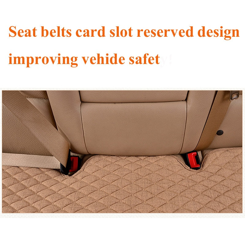 Flax Car Seat Cover Four Seasons Front Rear Linen Fabric Cushion Breathable Protector Mat Pad Auto accessories Universal Size