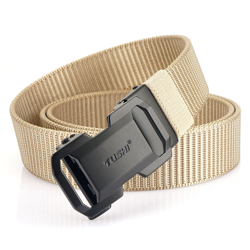 New Men's Casual Versatile Automatic Buckle Nylon Belt Outdoor Training Tooling Belt Pants