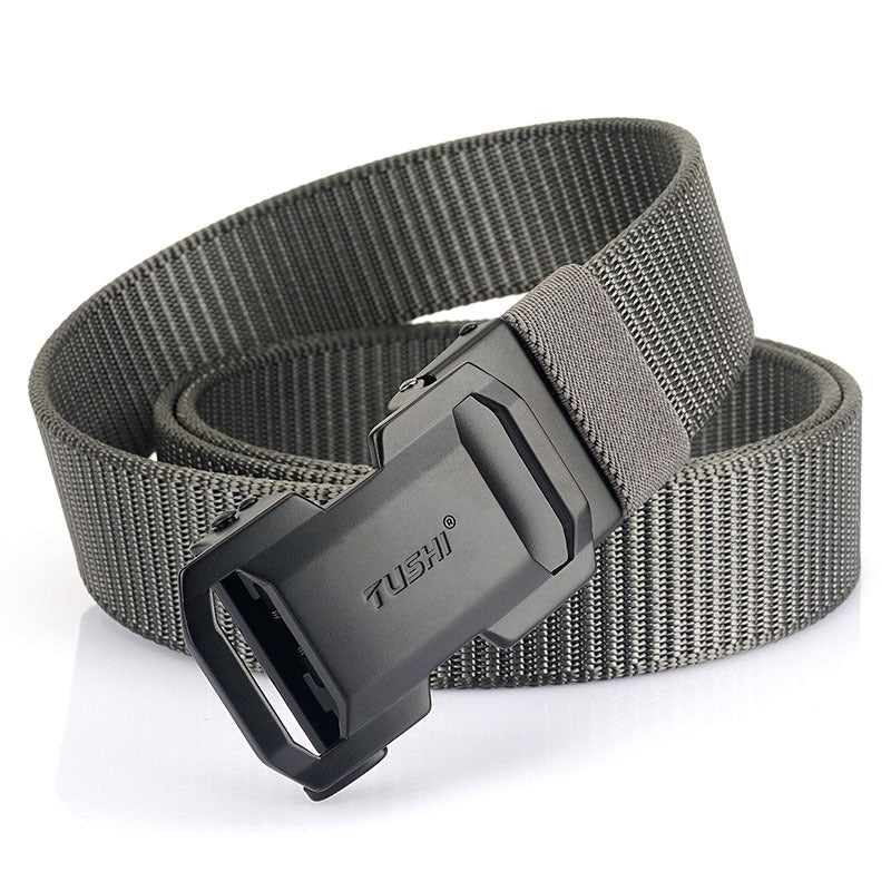 New Men's Casual Versatile Automatic Buckle Nylon Belt Outdoor Training Tooling Belt Pants