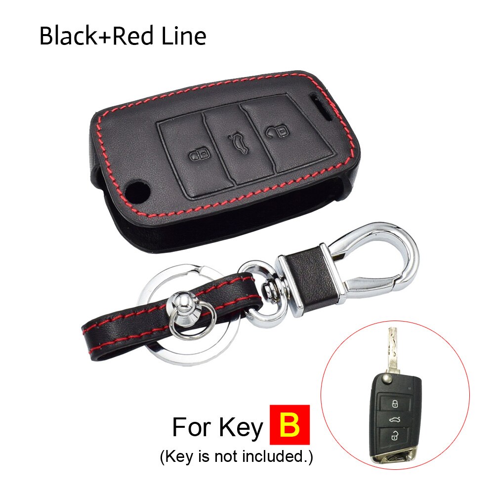 Leather Car Key Case For VW Volkswagen Polo Golf Passat Beetle Caddy T5 Up Eos Tiguan Skoda A5 SEAT Leon Altea Flip Remote Cover