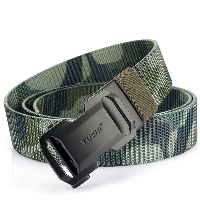 New Men's Casual Versatile Automatic Buckle Nylon Belt Outdoor Training Tooling Belt Pants