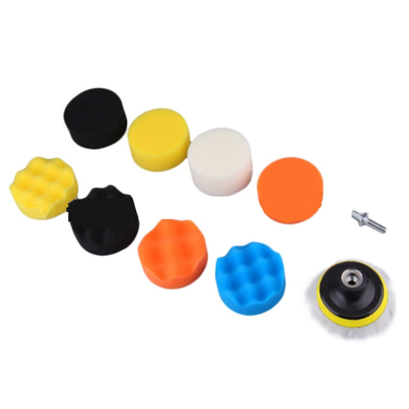 3inch Car Polishing Disc 11Pcs/Set Self-Adhesive   Buffing Waxing Sponge Wool Wheel Polishing Pad For Car Polisher Drill Adapter