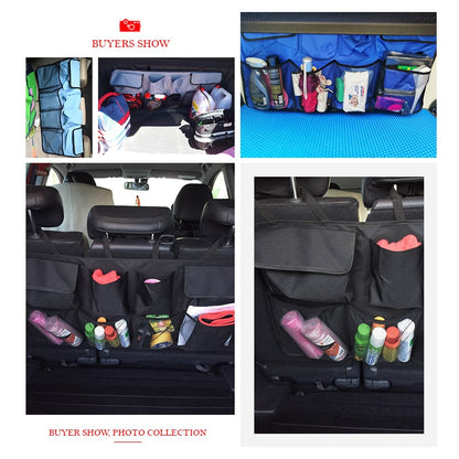 Car Rear Seat Back Storage Bag Multi Hanging Nets Pocket Trunk Bag Organizer Auto Stowing Tidying Interior Accessories Supplies