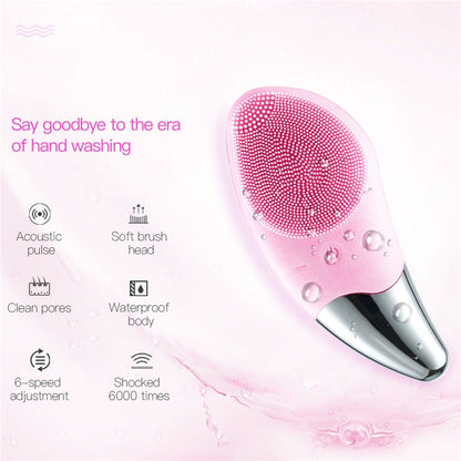 Mini Electric Facial Cleansing Brush Silicone Sonic Face Cleaner Deep Pore Cleaning Skin Massager Face Cleansing Brush Device