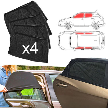 SALE 4pcs Car Front & Rear Side Window Sun Visor Shade Mesh Cover Sunshade  insulation anti-mosquito Fabric Shield UV Protector