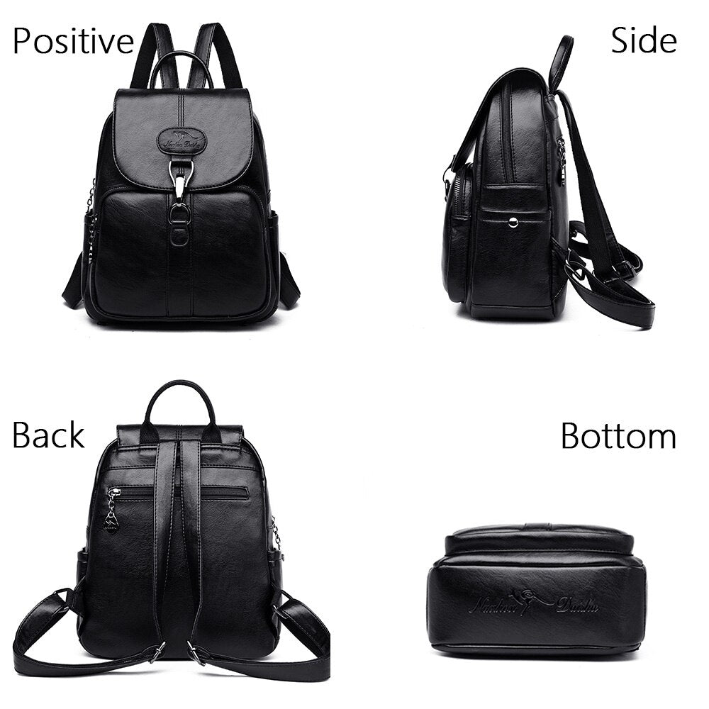 Multifunction Women Leather Backpack For Lady School Bag Shoulder Sac A Dos Travel Back pack Rucksacks